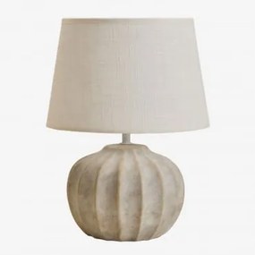 Lampa Stołowa Yalira 30cm Ceramiczno-lniana Kremowa - Sklum