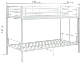 Białe Metalowe Łóżko Piętrowe 90X200 Cm Razia 4X