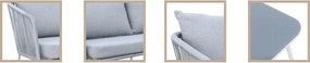 Zestaw mebli ogrodowych szary aluminium sofa fotele stolik sznurowanie