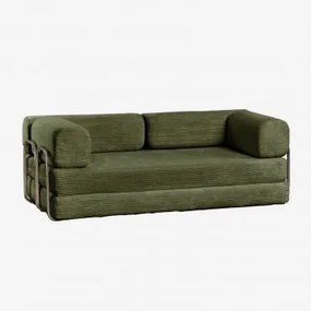 Sofa Rozkładana Dwuosobowa Z Weluru Pakowana Próżniowo Igone Sztruksu Verde Army - Sklum