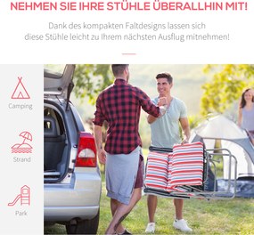 Outsunny zestaw leżaków z poduszkami składany kolor czerwony, 60 x 75 x 65-102 cm