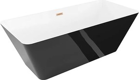 Mexen Velo Slim wanna wolnostojąca 170 x 75 cm, biała/czarna, przelew miedź szczotkowana - 52811707575-65