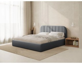 Szare tapicerowane łóżko dwuosobowe ze schowkiem ze stelażem 160x200 cm Juno – Windsor &amp; Co Sofas
