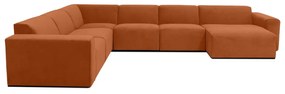 Pomarańczowa sztruksowa sofa modułowa w kształcie litery "U" Scandic Sting, prawostronna