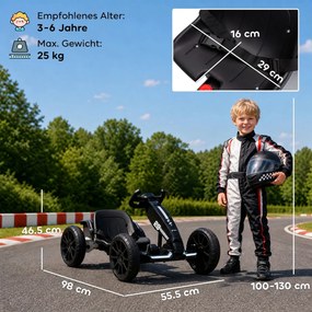 AIYAPLAY Elektryczny gokart dla dzieci 12V z 2 silnikami, 4-stopniowo regulowane siedzenie, system miękkiego startu, koła EVA, reflektory LED | Aosom PL