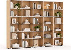 Biblioteka SILVER LINE, 5 kolumn, 2230 x 3000 x 400 mm, buk