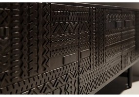 Ciemnobrązowa szafka pod TV z litego drewna mango 145x48x40 cm Kalai – MOME