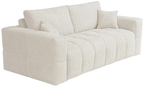 Kanapa 4-osobowa rozkładana typu express z beżowej bukli - Miejsce do spania 160 cm - Materac 13 cm - ISSORO