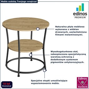 Okrągły stolik kawowy z półką dąb artisan - Ineo 3X