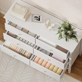 HOMCOM Komoda Sideboard z 6 szufladami Nowoczesna komoda do przechowywania do salonu sypialni przedpokoju 100 x 40 x 78 cm Biały | Aosom PL