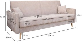 Beżowa sofa rozkładana na nóżkach S1-R94
