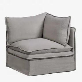 Narożny Moduł Do Sofy Modułowej Z Lnu I Bawełny Grace Tkaniny Dark Grey - Sklum