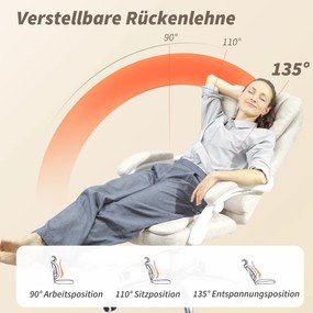 Vinsetto Fotel biurowy z funkcją masażu, ergonomiczny, 65x160x104cm, szary | Aosom PL