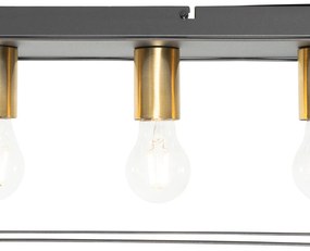 Minimalistyczna lampa sufitowa czarna ze złotem 4-światłowa - Kodi Nowoczesny Oswietlenie wewnetrzne