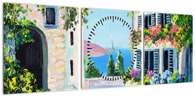 Obraz - Grecka aleja, obraz olejny (z zegarem) (90x30 cm)