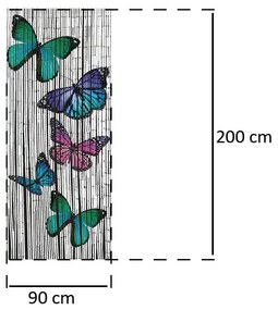 Zasłona bambusowa Motyle, 90x200 cm