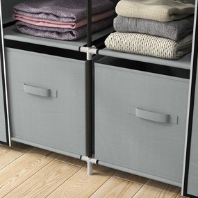 HOMCOM Szafa z Tkaniny Kleiderschrank 1 Drążek na Wieszaki, 2 Szuflady, 83 x 42.5 x 162.5 cm, Szary