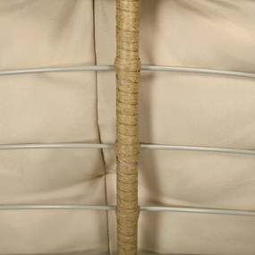 Outsunny Fotel wiklinowy Fotel ogrodowy Boho Styl, odporny na warunki atmosferyczne, 85 cm x 70 cm x 82 cm, Krem + Natur