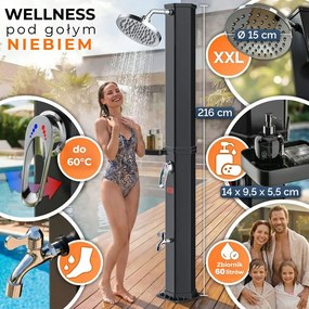 Prysznic solarny z pokrywą HAVANA, 60 l, czarny Casaria