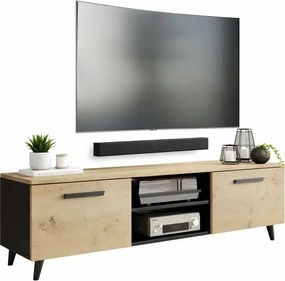 Skandynawska szafka RTV na nóżkach do salonu dąb artisan C0-P76