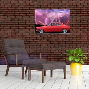 Obraz na szkle - czerwone auto (70x50 cm)