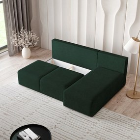Masseno Narożnik TRAMA z funkcją spania i pojemnikiem na pościel Narozniki L, Rozkładana sofa - Zielony, NEVE 37