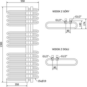 Mexen Ops grzejnik łazienkowy 1300 x 550 mm, 694 W, biały - W122-1300-550-00-20