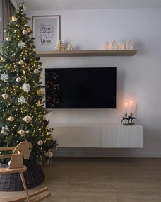 Szafka RTV wisząca Nicole 200 cm z szufladą - biały mat