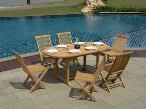 Ogrodowy stół jadalniany , rozkładany – Drewno tekowe – dł. 180-240 cm - BYBLOS II marki MYLIA