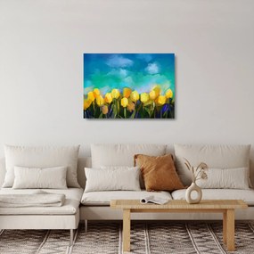 Obraz na szkle żółtych tulipanów (70x50 cm)