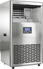 HOMCOM Komercyjna Maszyna do Lodu 45 kg/24H, Stal Nierdzewna, 15 kg Pojemności, Funkcja Samoczyszczenia, Srebrna | Aosom PL