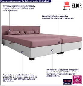 Tapczan dwuosobowy z zagłówkiem różowy + biały P4-L87