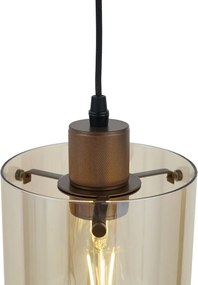 Nowoczesny reflektor w kolorze ciemnego brązu z bursztynowym szkłem do systemu szynowego 1-fazowego - Iconic Dome