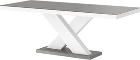 Stół rozkładany w wysokim połysku Xenon z szarym blatem na białej nodze