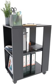 Czarna szafka na kółkach z półką R0-M09