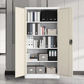 Biurowa szafa metalowa JAN, 900 x 1850 x 400 mm, Eco Design: biała/ dąb sonoma