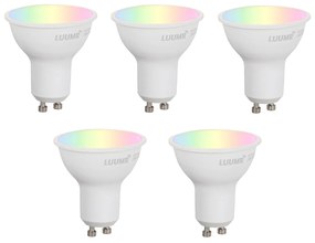 Zestaw 5 Inteligentne ściemnialne żarówki LED GU10 50 mm Opal 4,7 W 400 lm 2700-6500 K