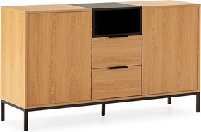 Bufet kuchenny z 2 drzwiami i 2 szufladami w kolorze dębu.