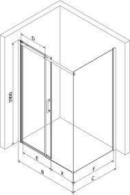 Mexen Omega kabina prysznicowa rozsuwana 100 x 80 cm, transparent, chrom + brodzik Flat - 825-100-080-01-00-4010