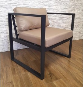 Zestaw mebli ogrodowych sofa + 2 fotele + stolik : Kolor Stelaża - Szary, Kolor tkaniny - Oxford Beż, Typ tkaniny - Oxford