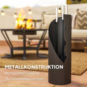 Outsunny Zestaw narzędzi do kominka 4 el. — czarny, metalowy