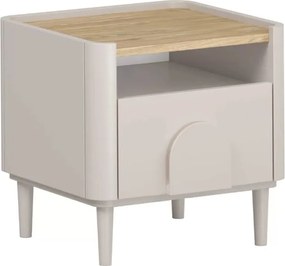 Szafka nocna Amilio z szufladą 50 cm na nóżkach - kaszmir / dąb olejowany / uchwyty kaszmir