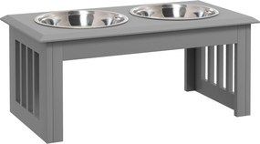 PawHut Stacja żywieniowa dla psów, 2 miski ze stali nierdzewnej, antypoślizgowa, 58,4x30,5x25,4cm, szara