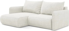 Narożnik lewostronny z funkcją spania - z tkaniny szenilowej - biały - NANEA