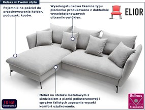 Jasnoszara kanapa narożna z pojemnikiem D9-L59