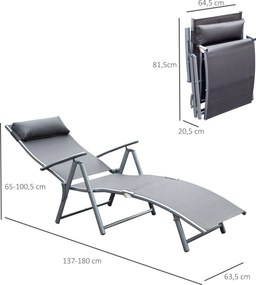Outsunny Leżak, leżak ogrodowy, składany, regulowany, leżak, meble ogrodowe