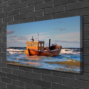 Obraz canvas Samotna Łódź na Horyzoncie