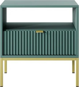 NAYA Stolik nocny S 54 zielony (LABRADOR) | złoty stelaż