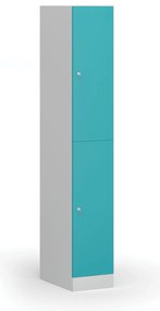 Szafka skrytkowa, 2 schowki, 1850 x 300 x 500 mm, demontaż, zamek cylindryczny, drzwi zielone
