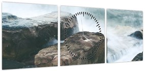 Obraz - siła wody (z zegarem) (90x30 cm)